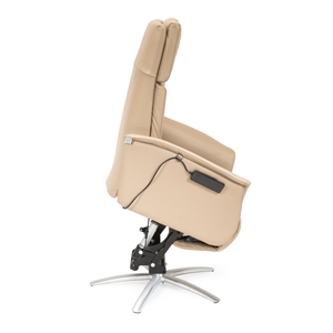 Austin lænestol med elektrisk indbygget skammel og Løfte funktion - Khaki Soleda læder